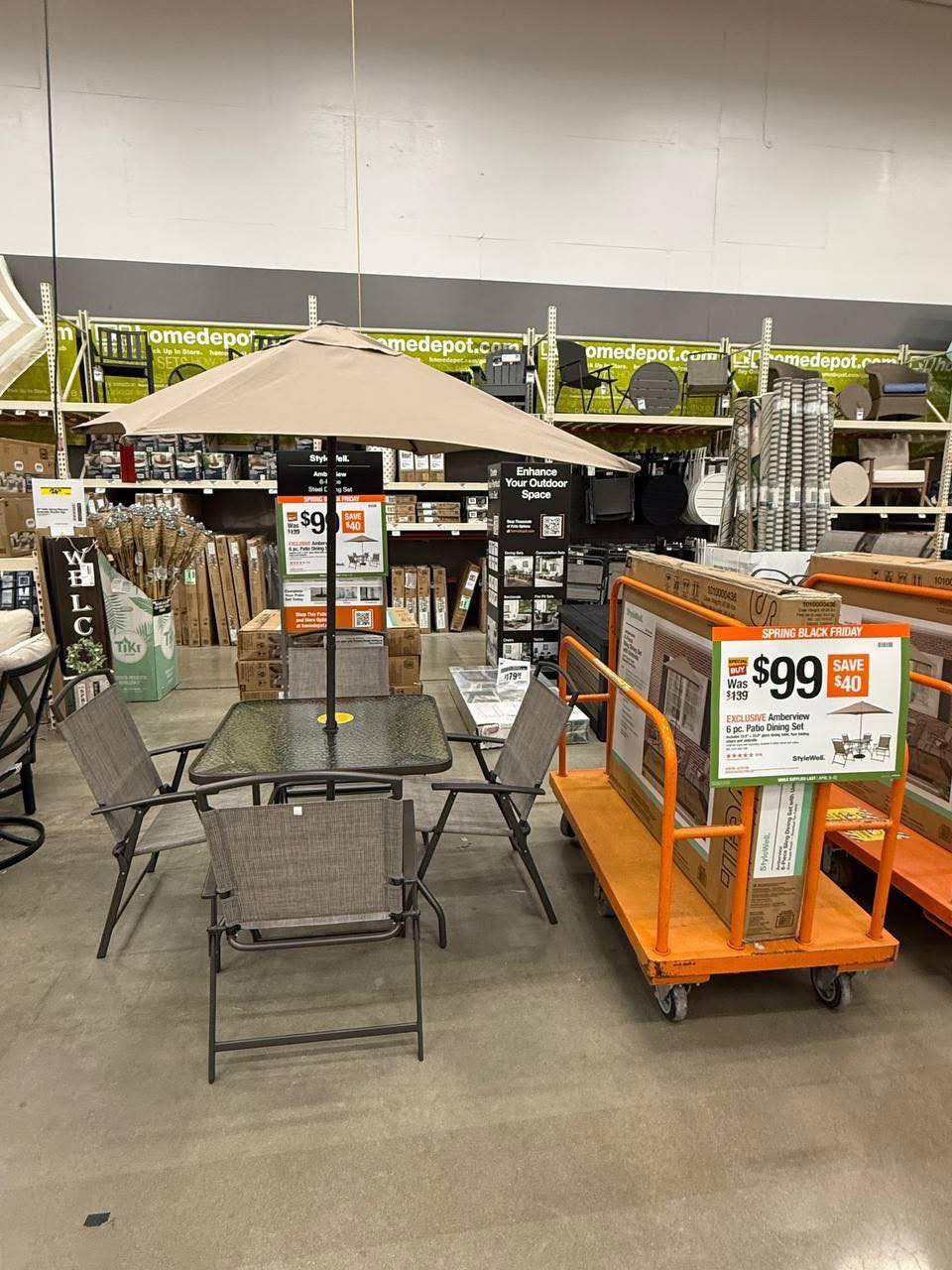 6pc patio set with umbrella Outsunny 6 Piece Outdoor Dining for 4 Gray Walsunny 6 Pieces patio dining set is a great choice for your family and friends gathering $99 - Amberview 6-Piece Sling