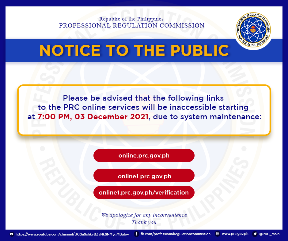 Notice to the Public... - Professional Regulation Commission | Facebook