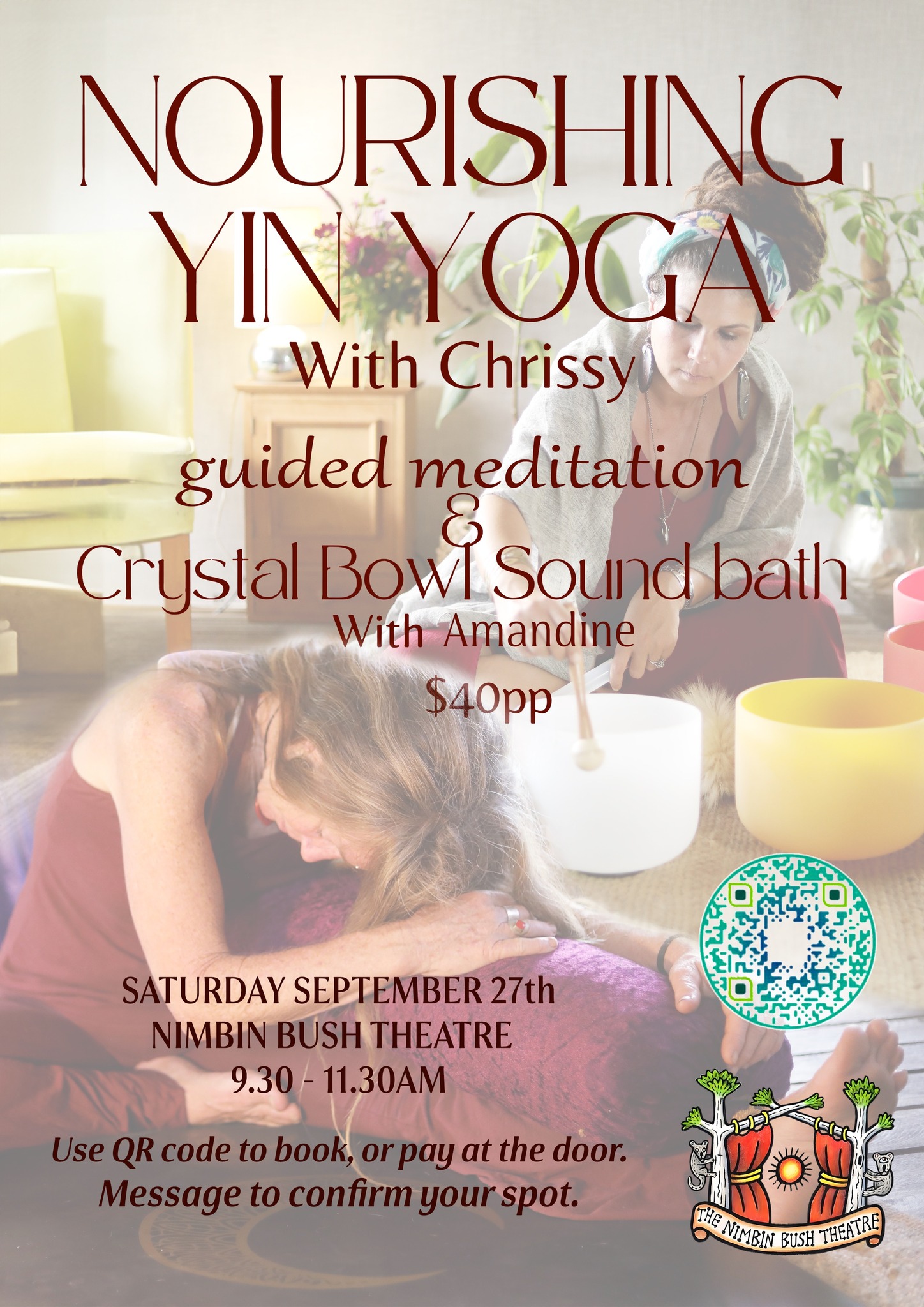 Yin yoga, sound bath with powerful guided meditation