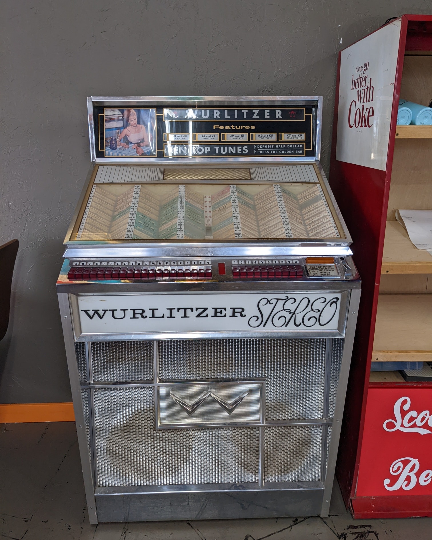 Restored vintage jukebox plays late 60s and 70s songs