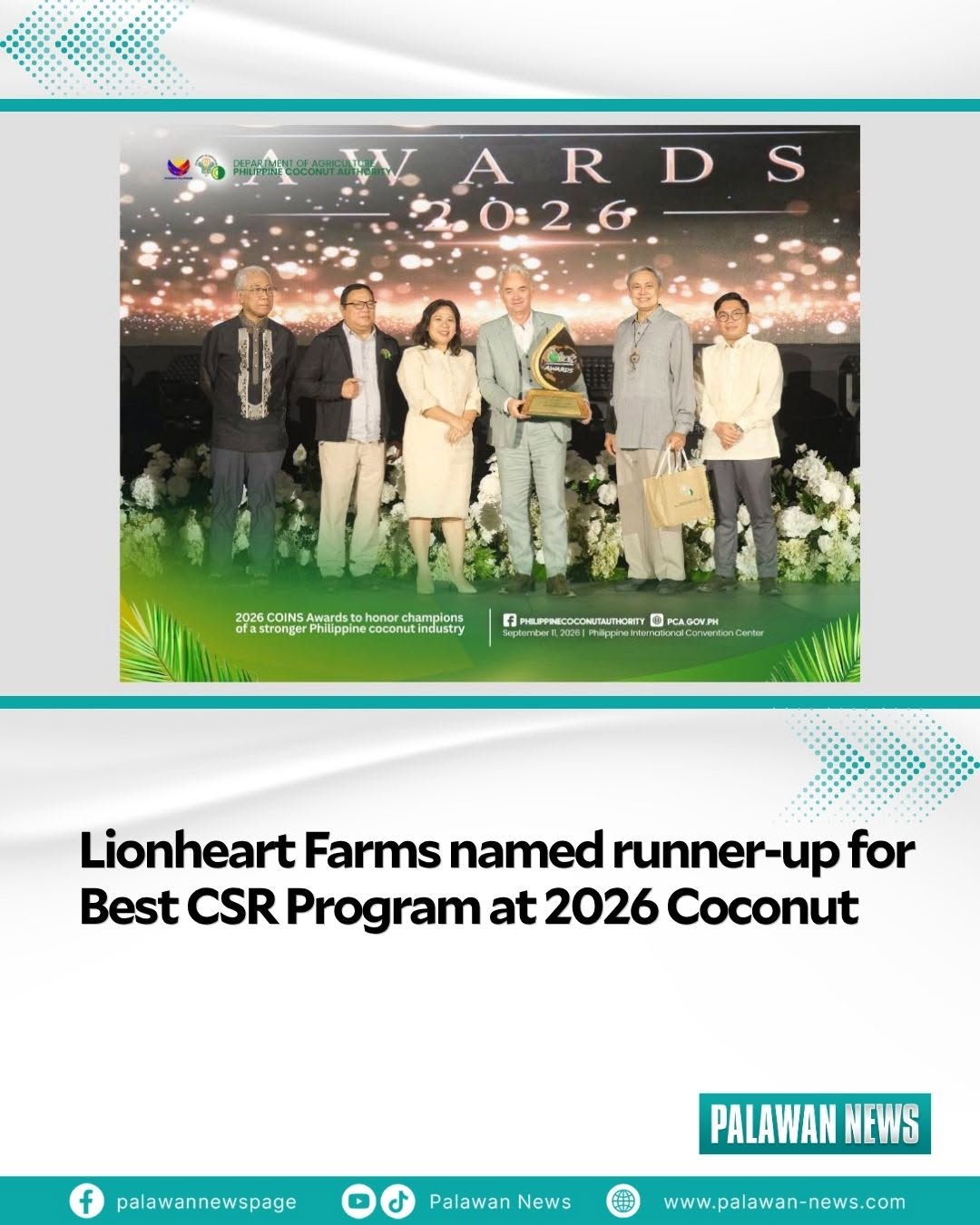 lionheart on the green dress code Farms placed second in 2026 COINS Awards for its coconut farming and community programs across Southern Palawan. Full story in the comments ⬇️ 📷 Photo courtesy of Philippine Coconut Authority #PalawanNews Slit Prom Dress