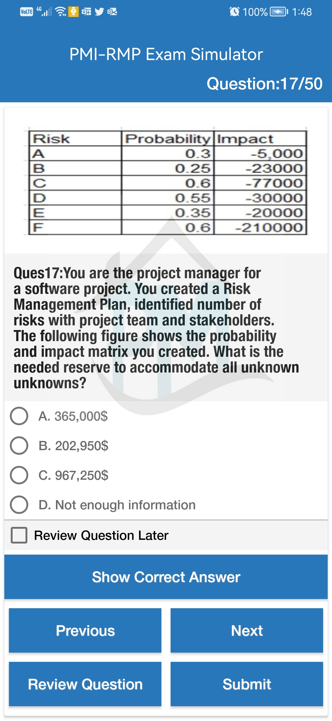 Project - #PMI_RMP Questions Source is PMI-RMP Exam Simulator. It ...