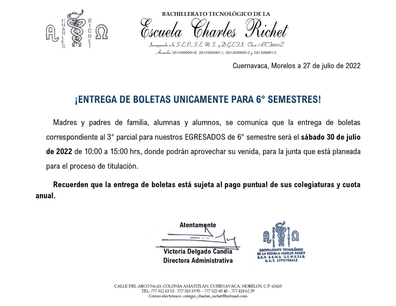 📢... - Bachillerato Tecnológico de la Escuela Charles Richet | Facebook