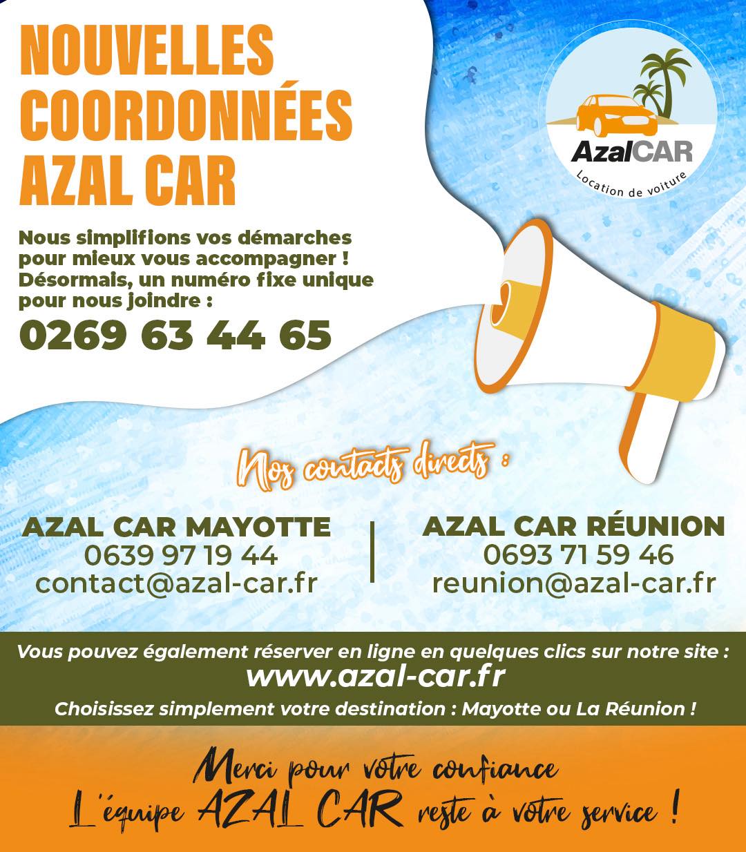 AZAL CAR 976 - 📣 NOS COORDONNÉES - AZAL CAR 📣 Nous... | Facebook