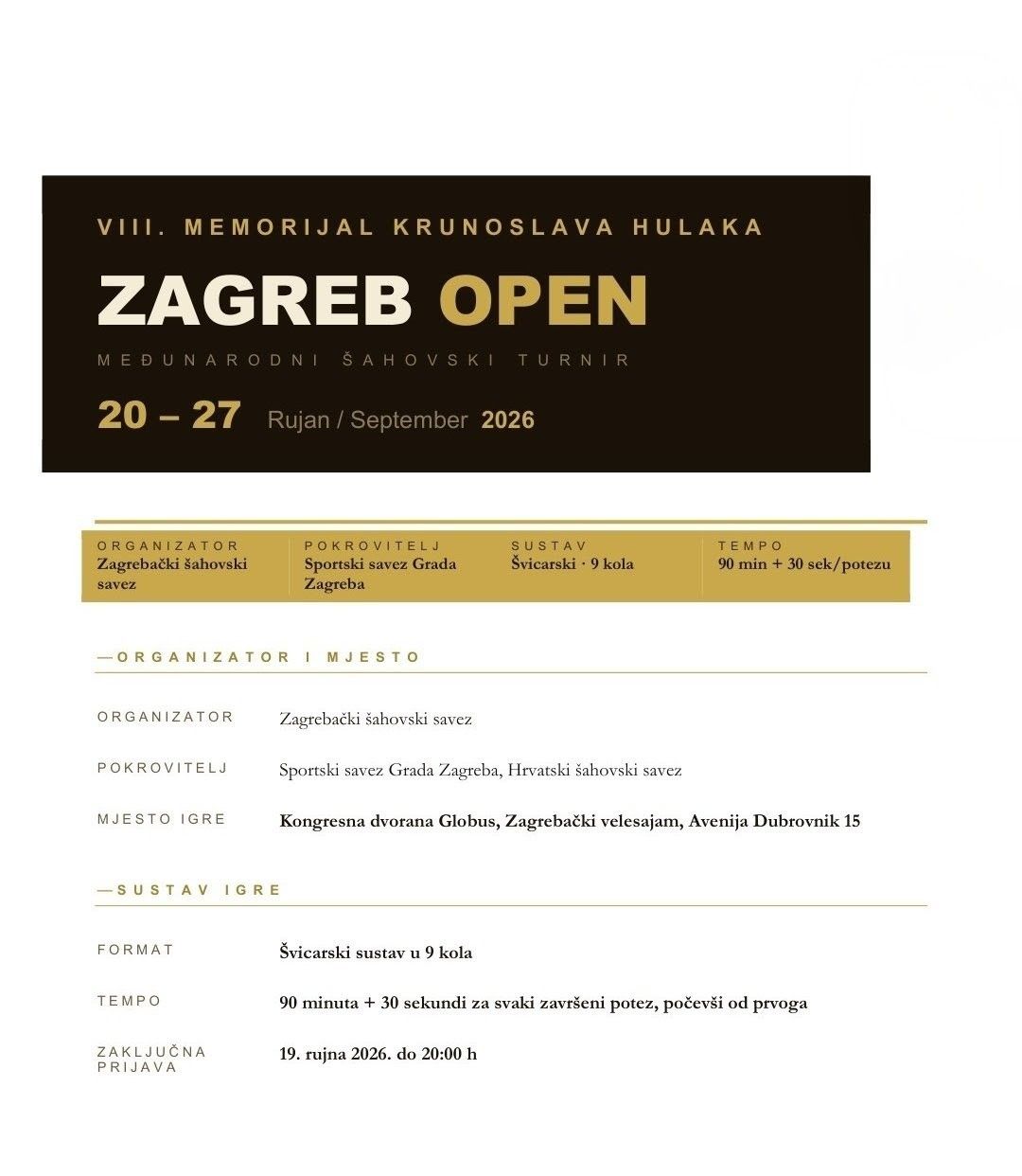 ZAGREB OPEN 2026 - VIII. memorijal Krunoslava Hulaka
