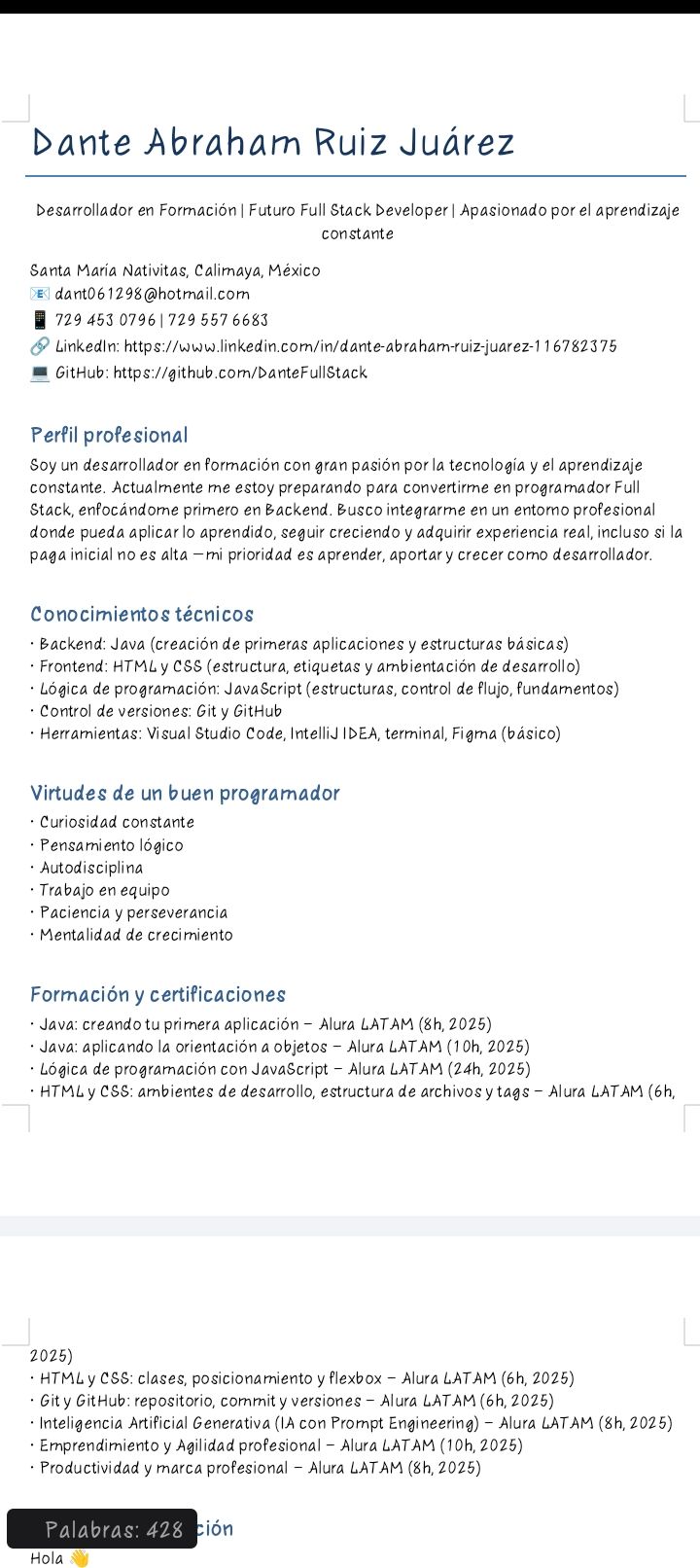 Bolsa de Trabajo para Programadores | 👋 Hola, soy Dante Abraham Ruiz ...