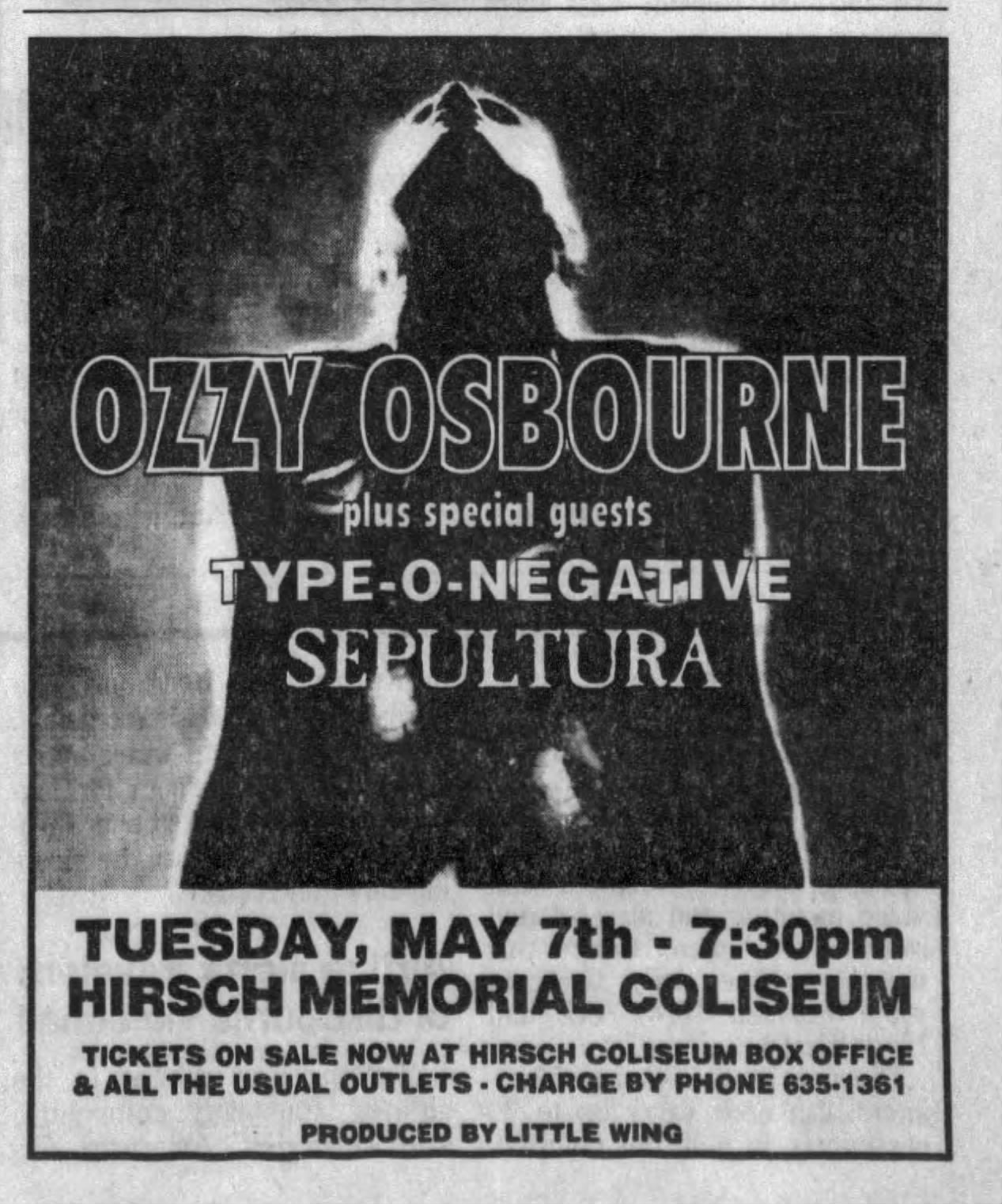 Ozzy Osbourne's Ozzmosis tour at Shoreline Amphitheatre in 1996