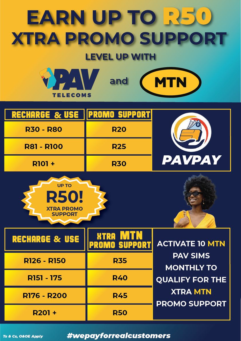PAV - 🔥 MTN R50 XTRA Promo Support is ON! 🔥 PAV Agents, earn up to R50 ...