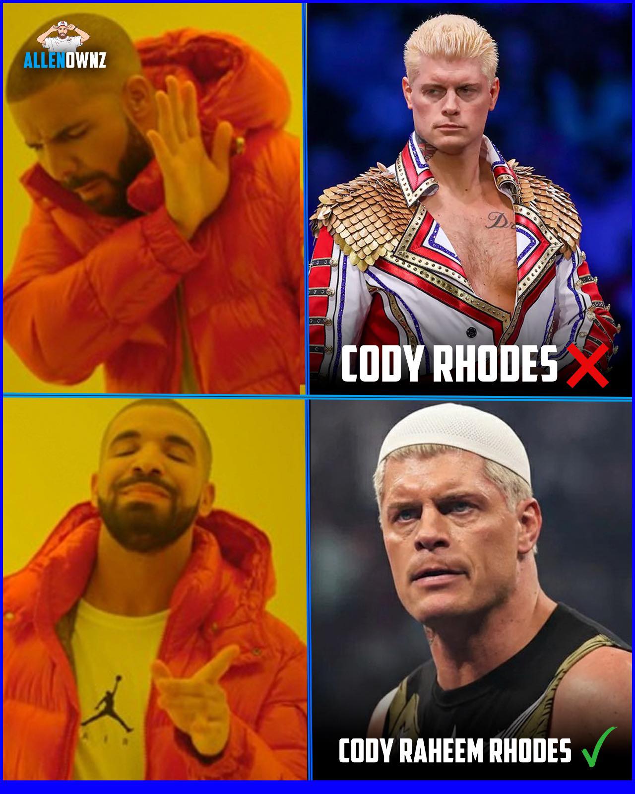 Allenownz - Since acknowledging the Raheem meme Cody Rhodes has become ...