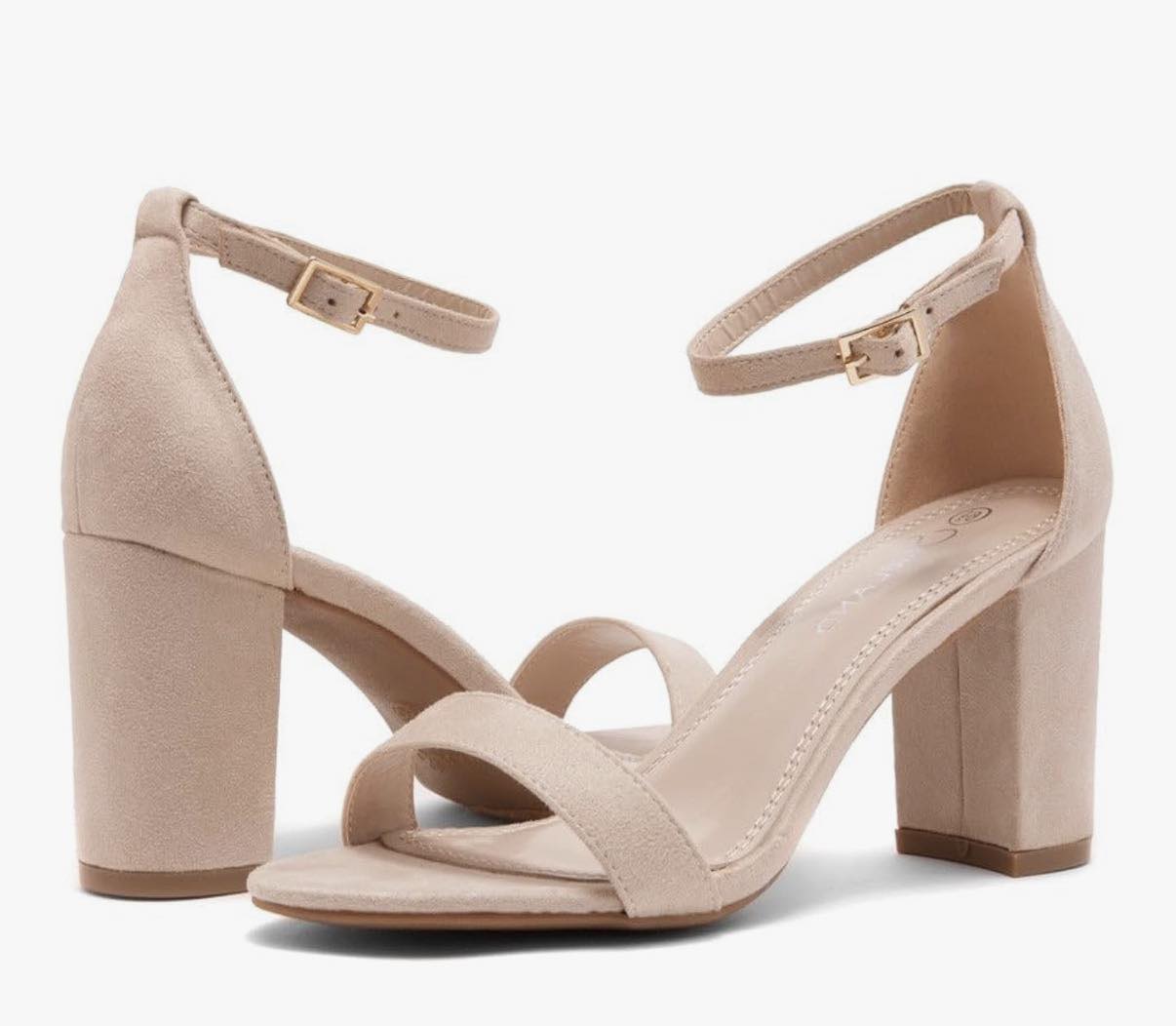Comjuy Women's Platform Heels - Chunky Block Heel Open Toe Ankle Strap Sandals, 4.8 Inch Heel, Wedding Party Dress Shoes