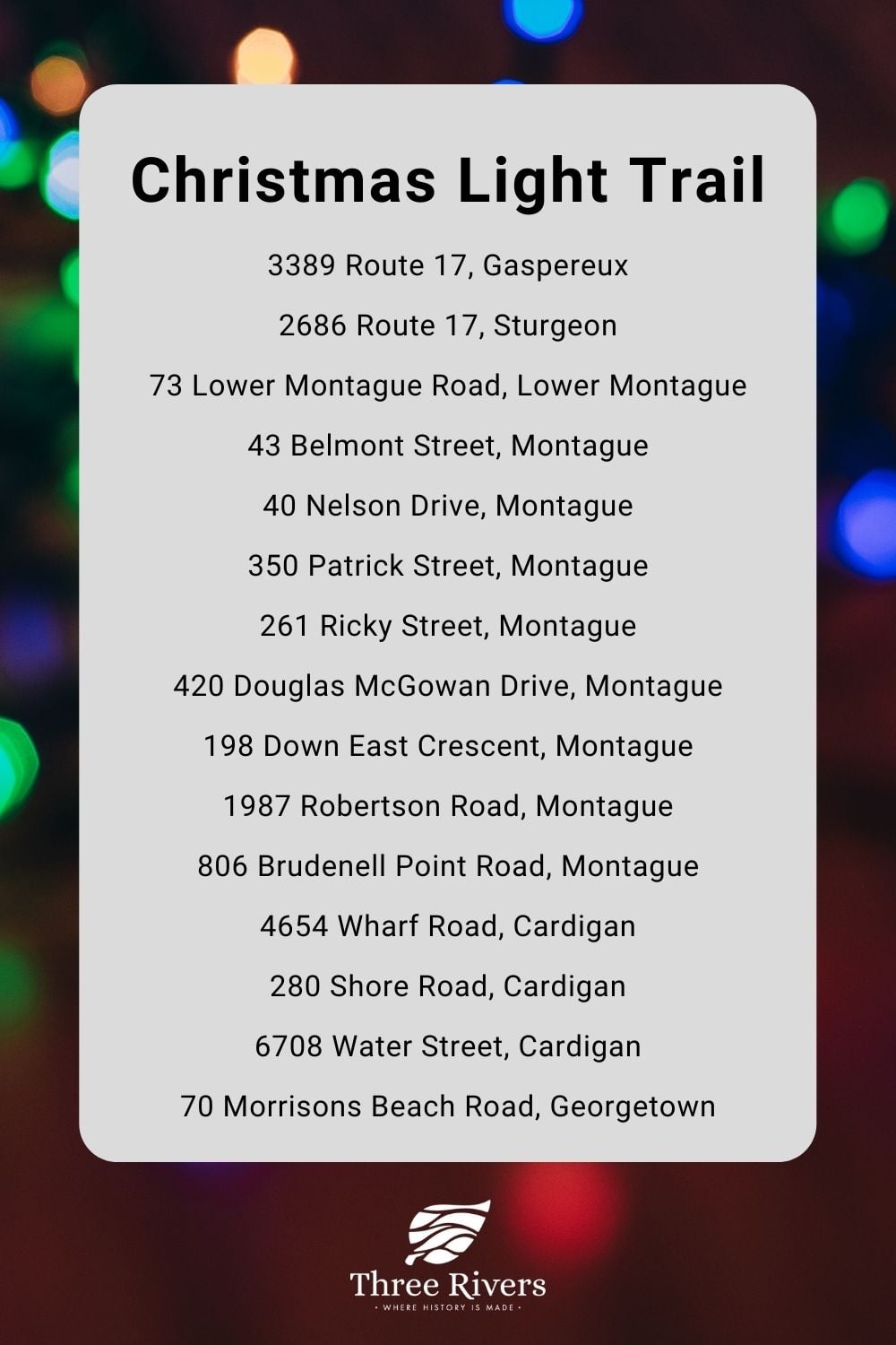 ️The 2021 Christmas Light Trail is... - Town of Three Rivers | Facebook