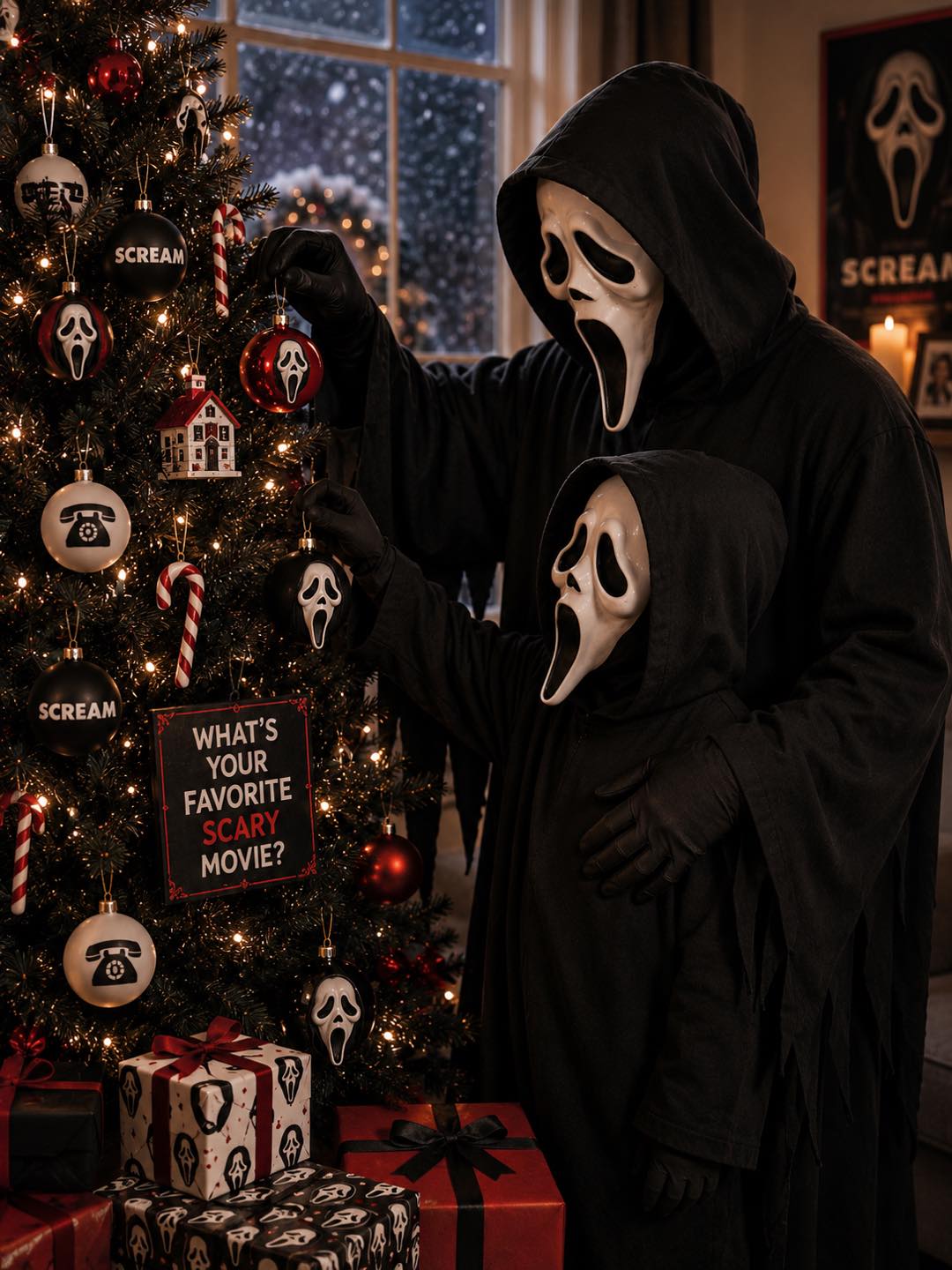 Scream themed Christmas decor