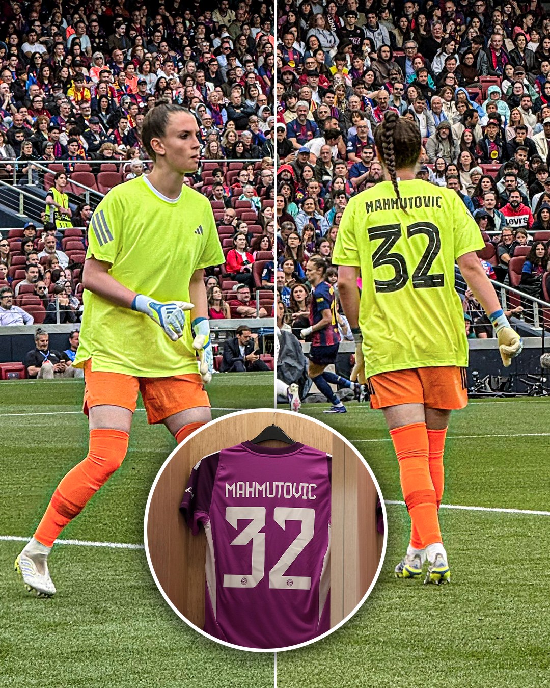 Ena Mahmutovic is wearing this neon jersey during Barcelona vs