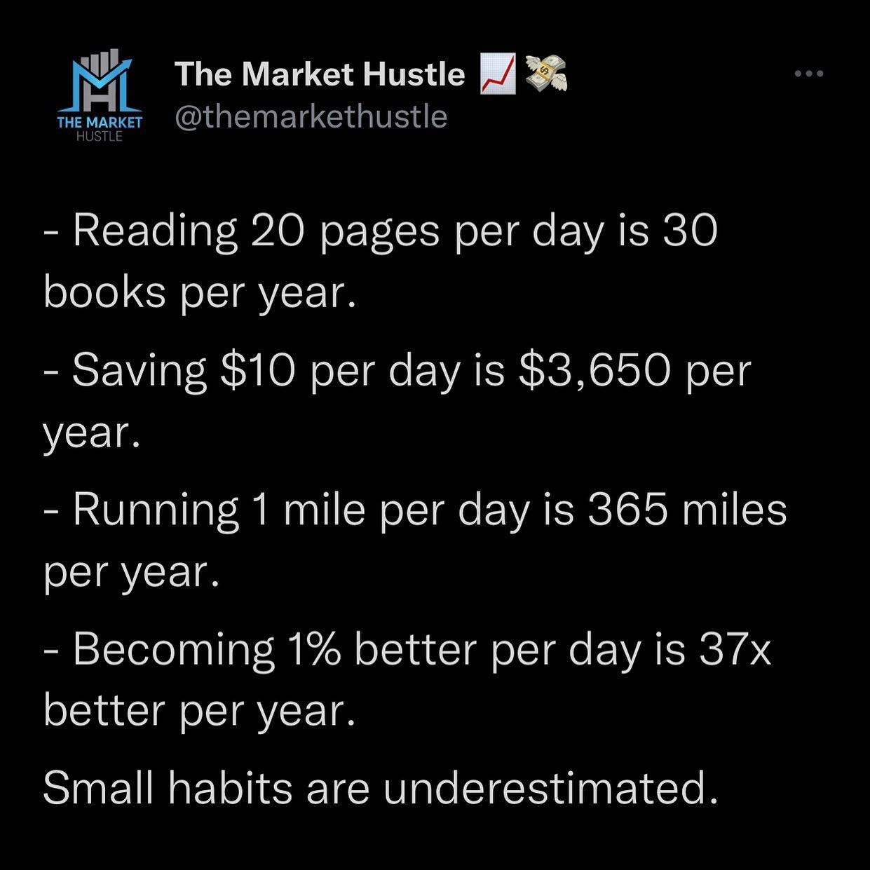 The small habits add up over time.... - The Market Hustle | Facebook