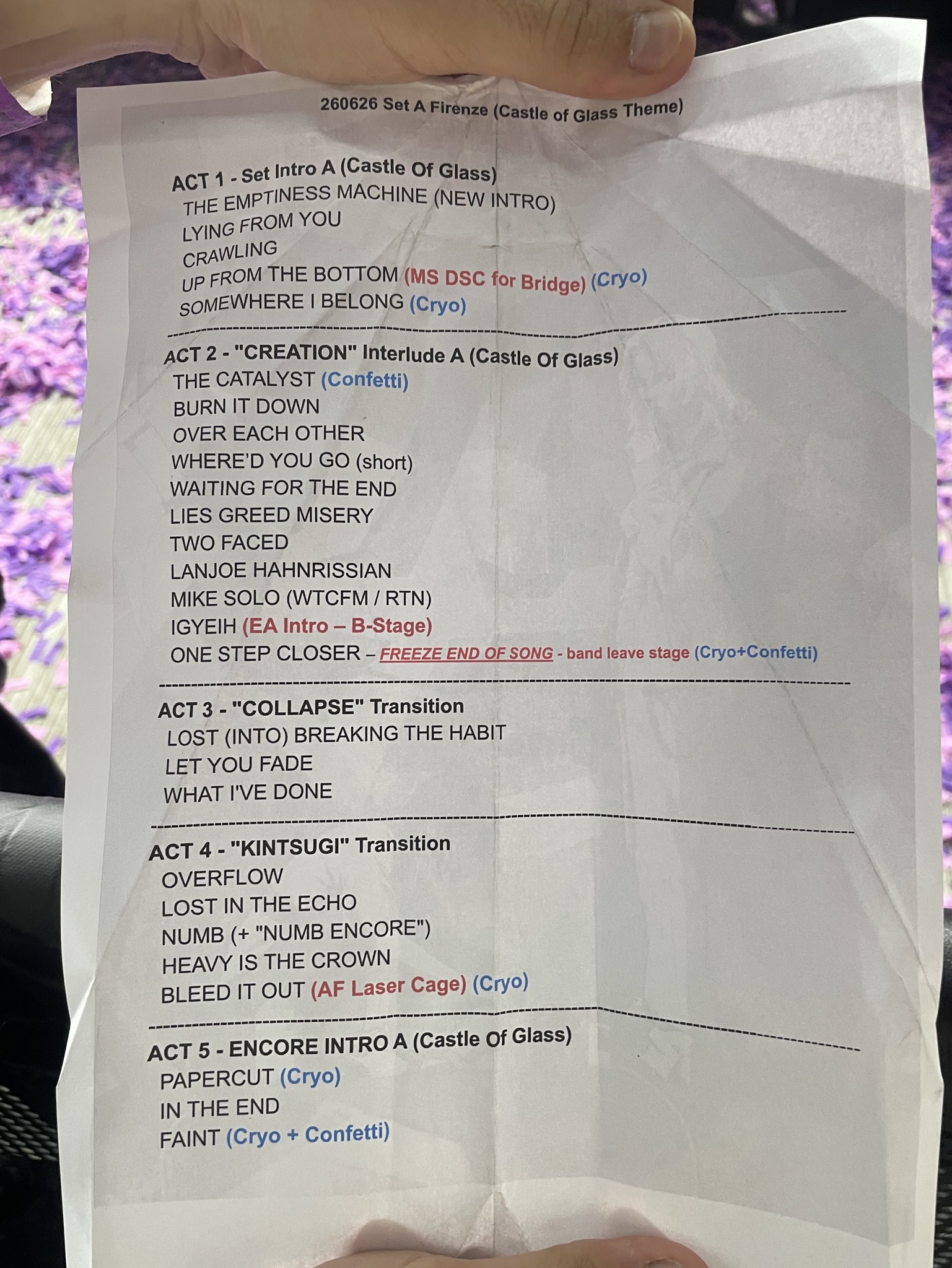 Linkin Park Concert Setlist and Song Surprises