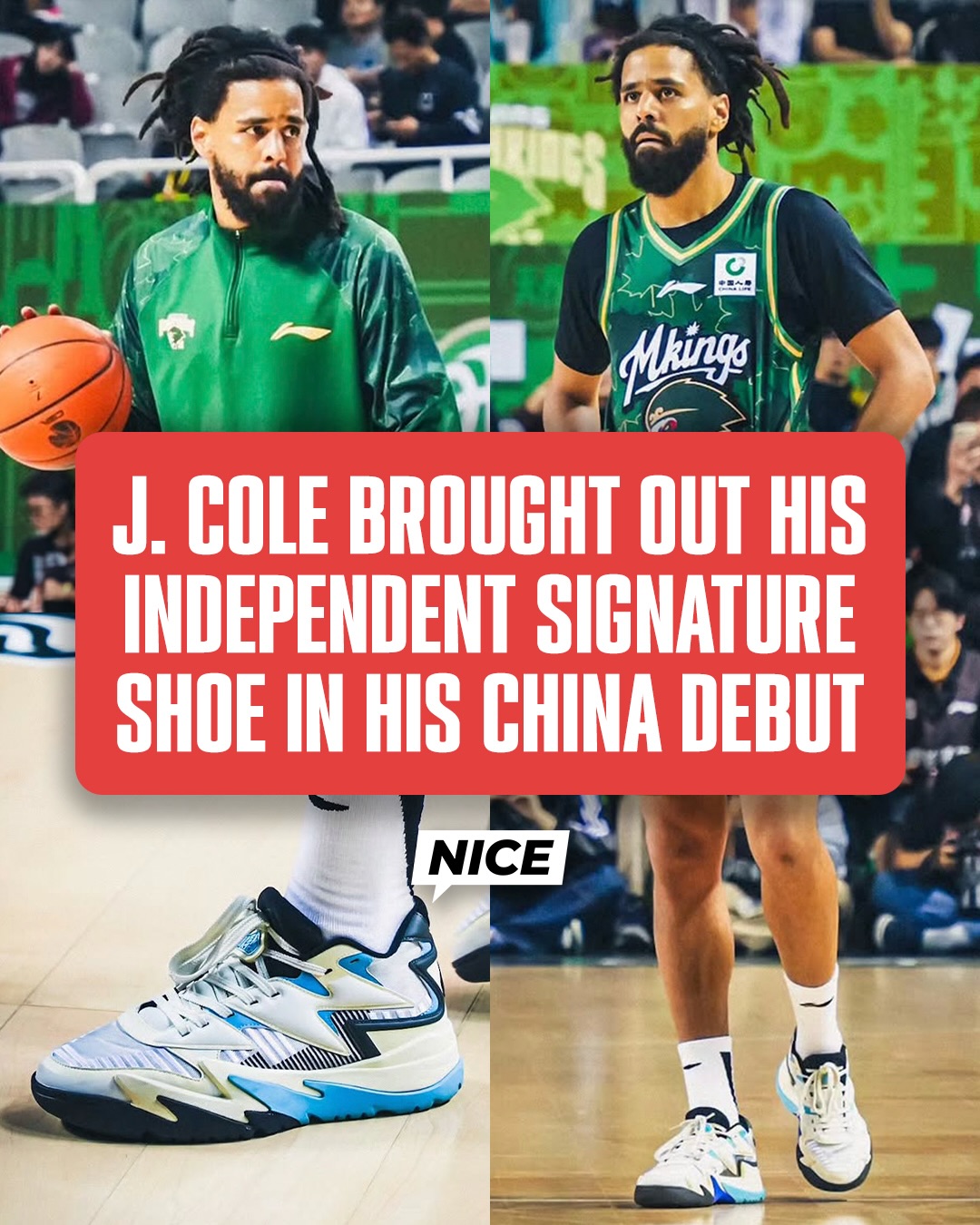J. Cole made his CBA debut for the Nanjing Monkey Kings wearing