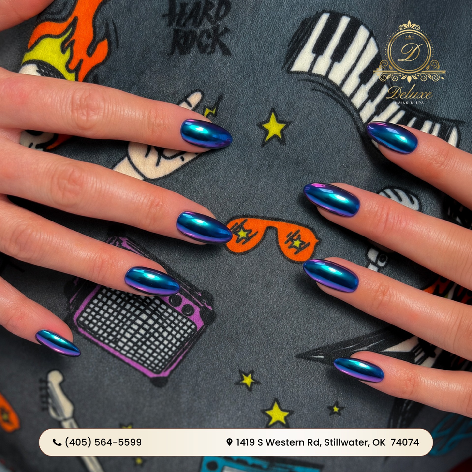 Deluxe Nails & Spa Stillwater offers high-gloss tortoise shell nails