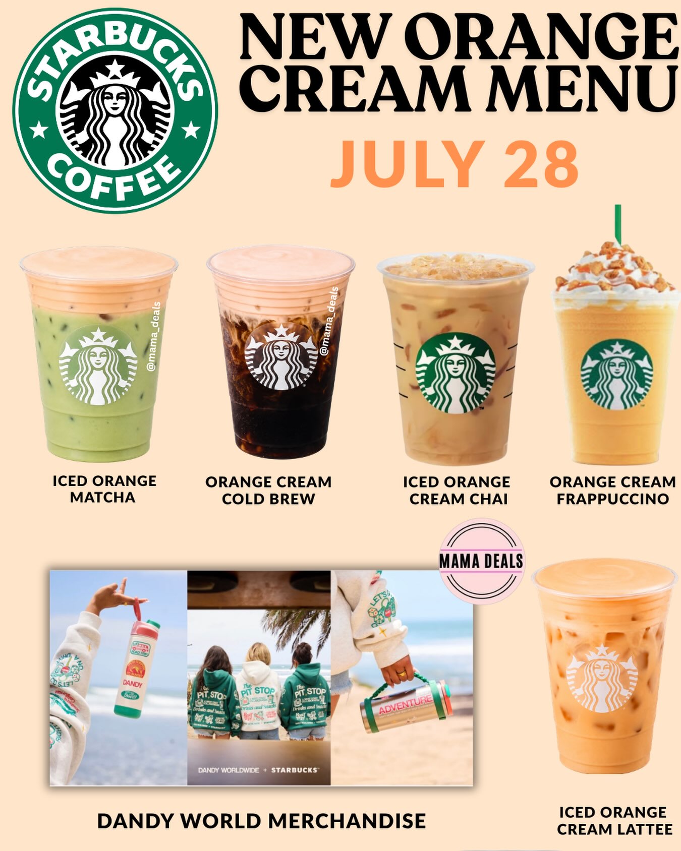 Starbucks New Orange Cream Menu launches July 28! Starbucks is