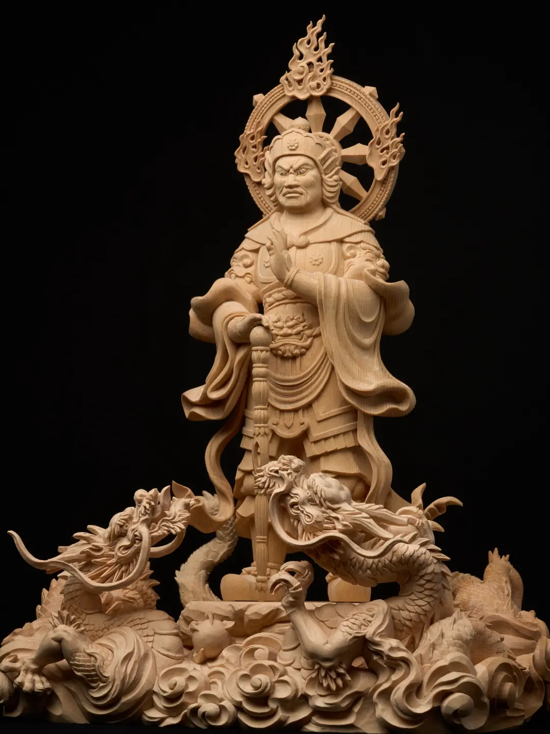 韋駄天双龍 Skanda with Twin Dragons Statue of Skanda by Masafumi