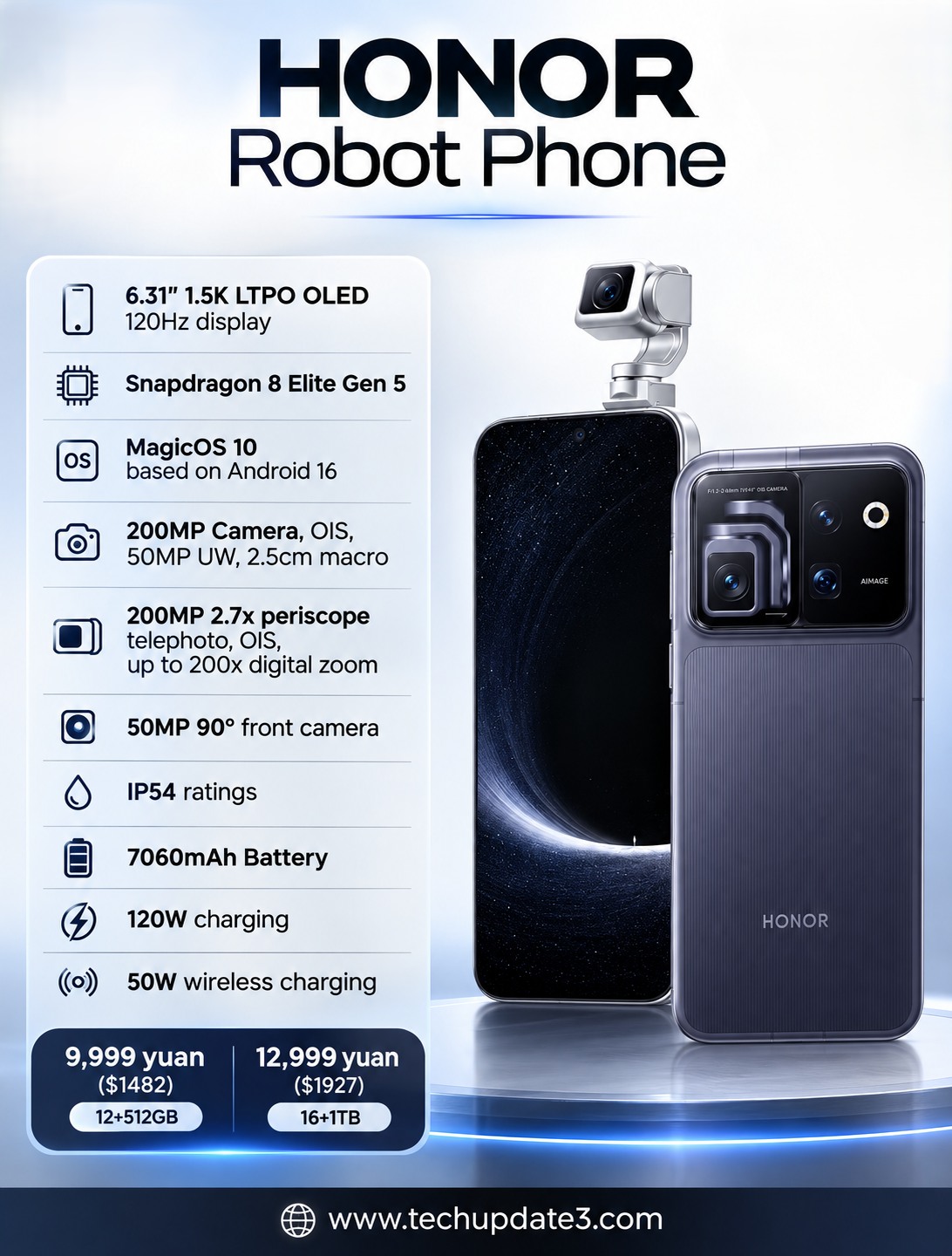 HONOR Robot Phone priced at 7999 yuan, launches August 17 in China