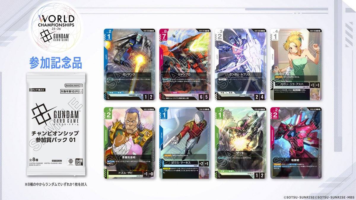 Gundam Card Game World Championships 26-27 season 1 prizes revealed