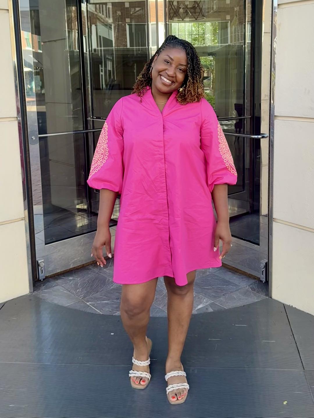 hot pink dress with short sleeves for sunny days Bestseller_Women