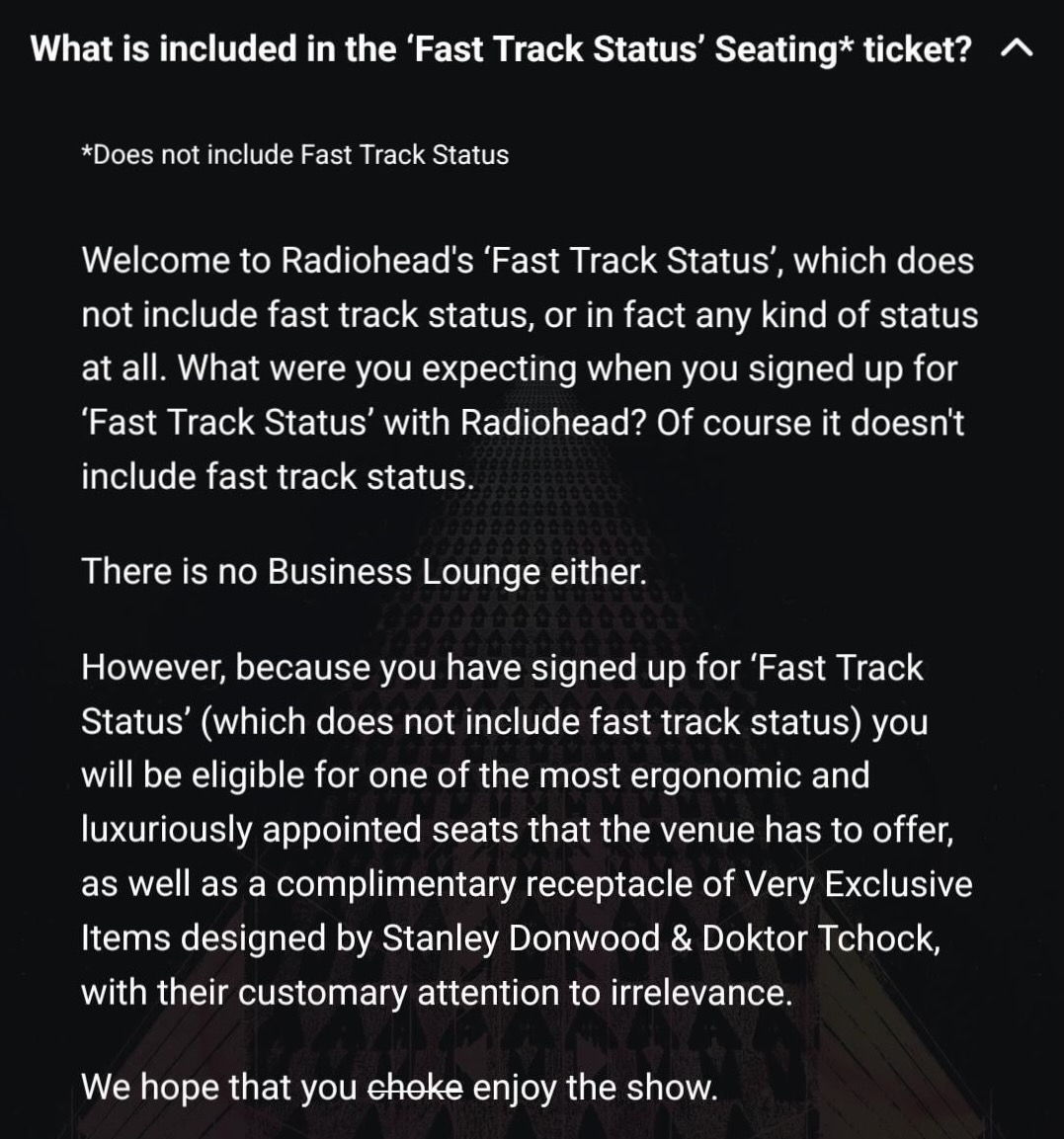 Radiohead 2025 ヨーロッパツアー Fast Track 特典 5点 Radiohead are offering 