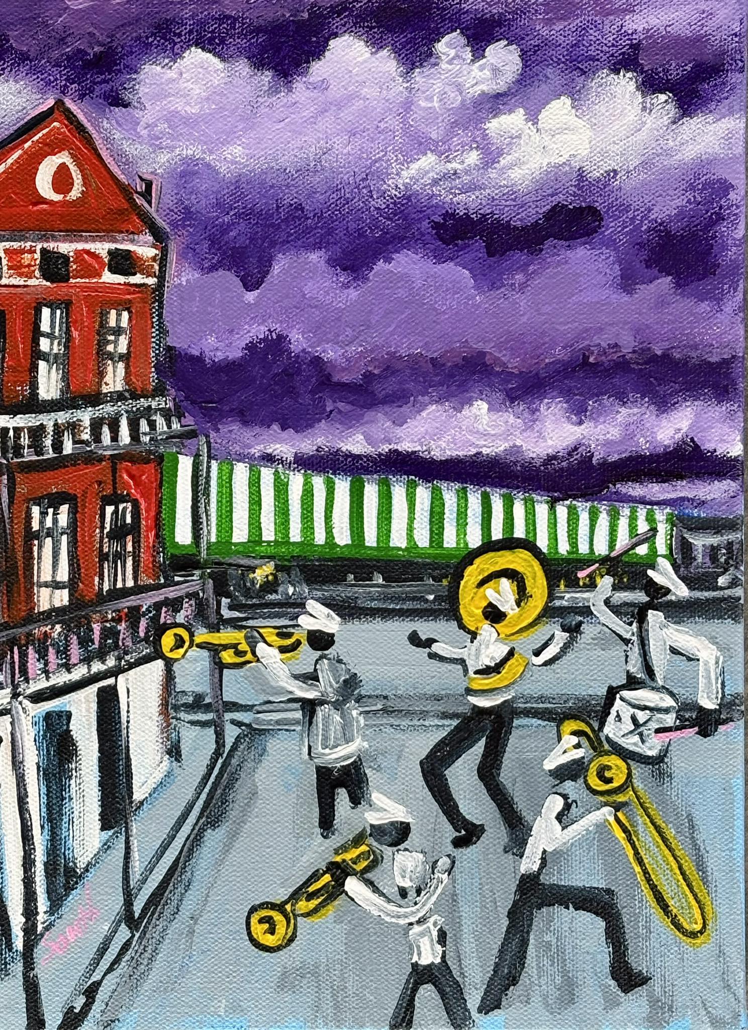 Sold) NOLA 4012 Purple Sky Jazz 2026 Acrylic on Canvas, 12”x9”