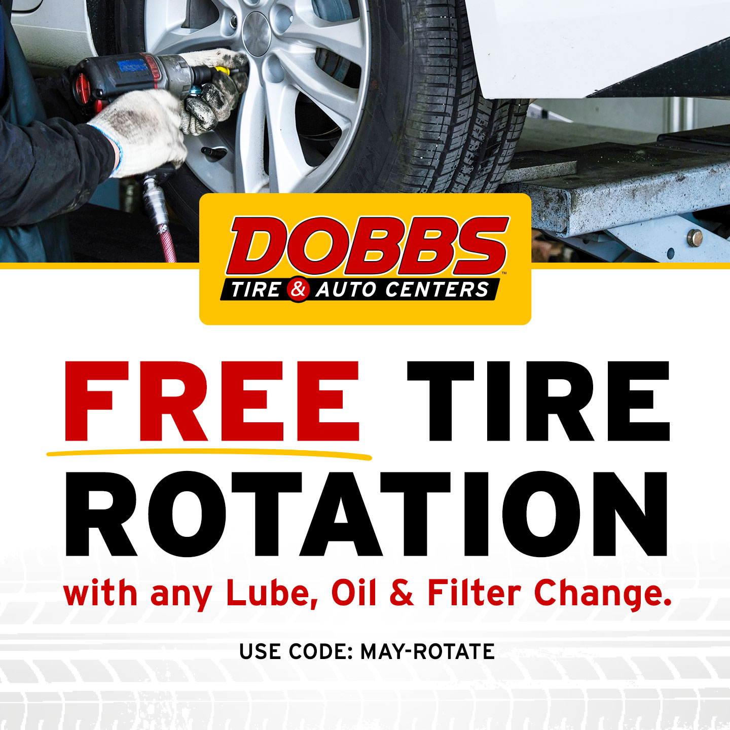 Free tire rotation with oil change at Dobbs Tire & Auto Centers