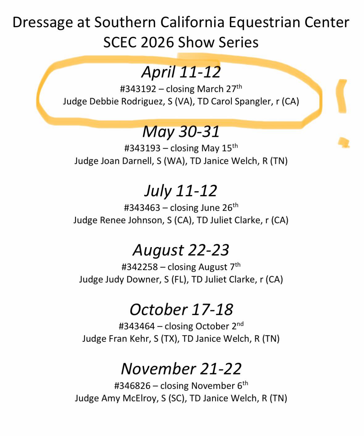Southern California Equestrian Center - Our August Dressage Show Is ...