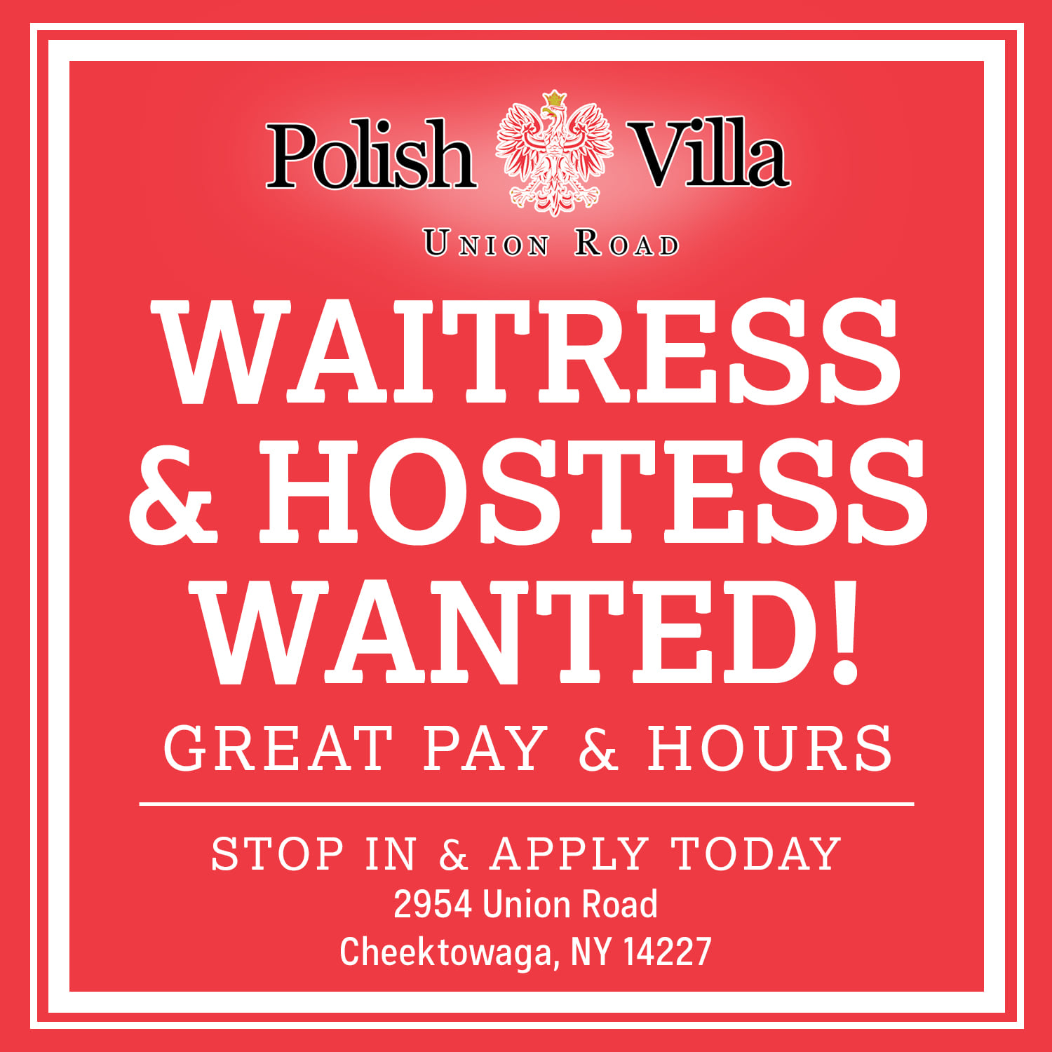 Polish Villa - ‼️ Polish Villa IS HIRING – WAITRESSES,...