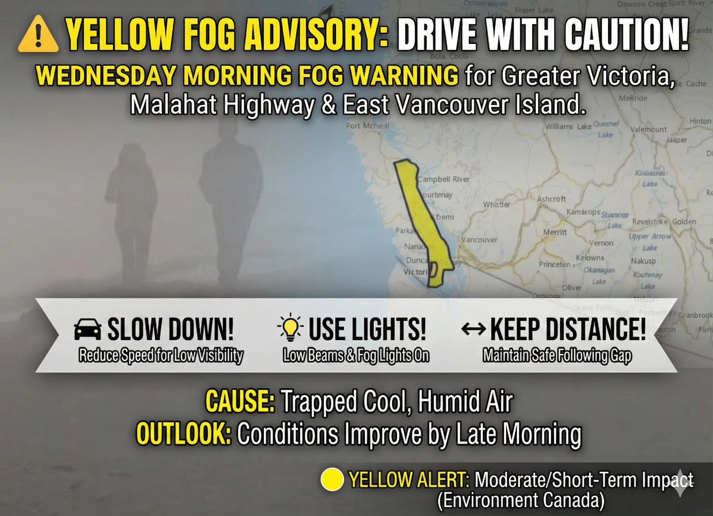 1 4 3 Canada - Environment Canada has issued a yellow fog... | Facebook