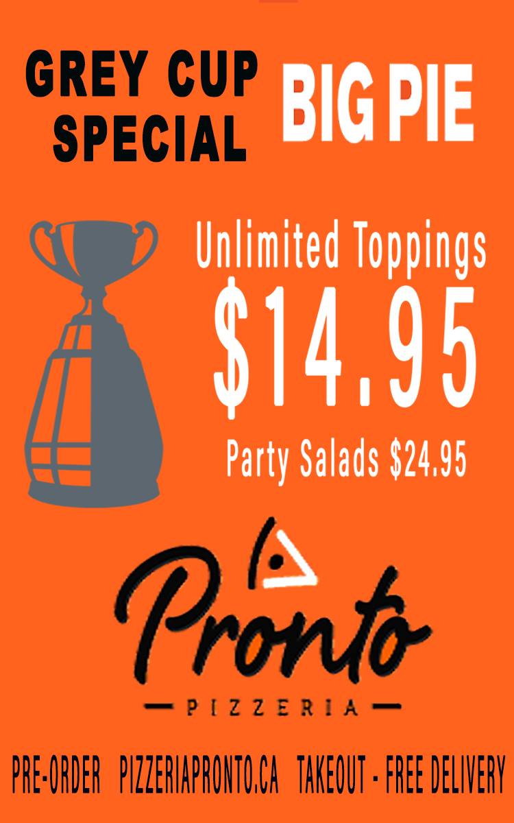 Pronto Pizzeria - #ForTheW fun facts before Grey Cup...