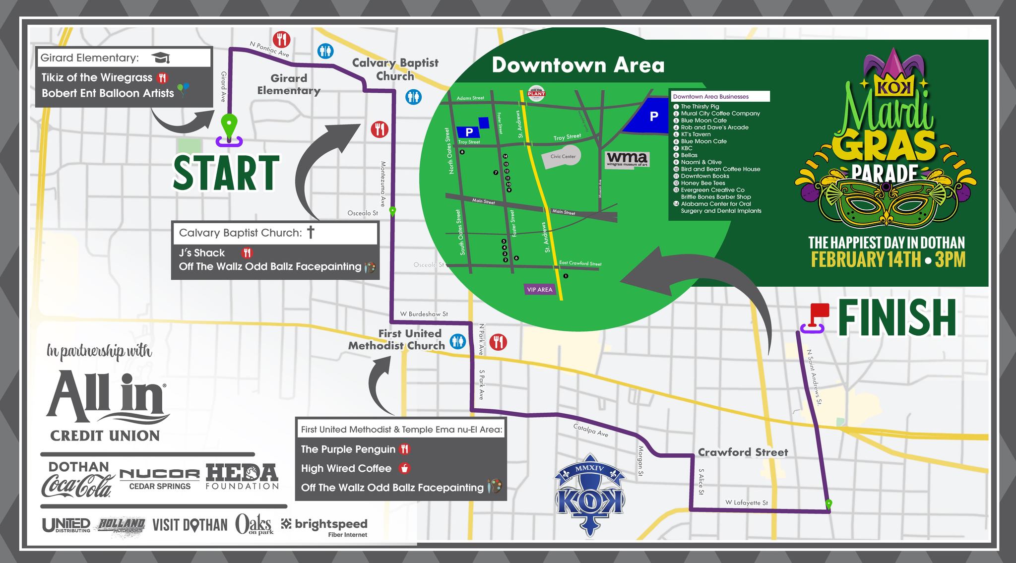 Scott Mardi Gras parade route and road closure information