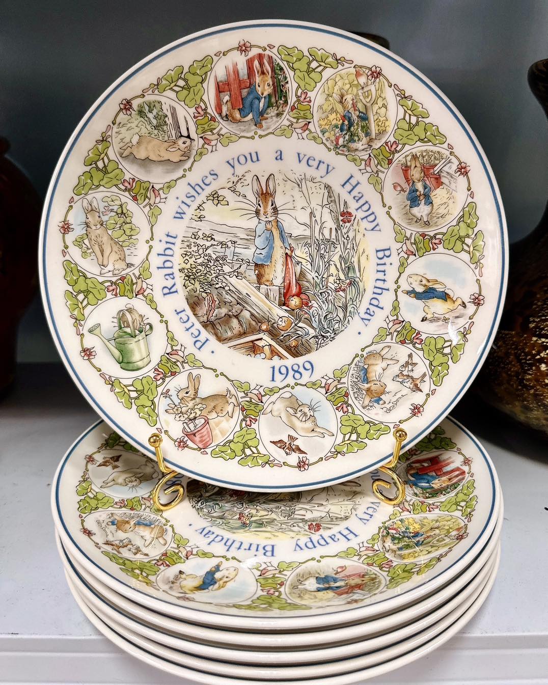 Wedgwood Beatrix Potter Peter Rabbit 1989 Birthday Plate. The