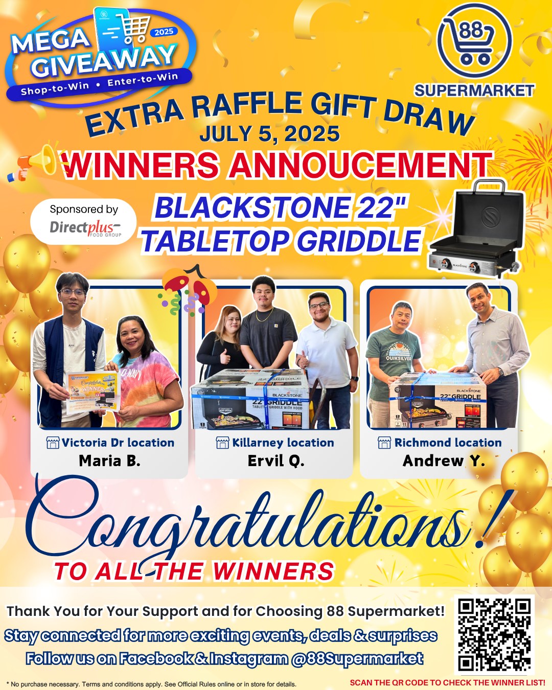 🎉 MEGA GIVEAWAY 2025 – Extra Raffle... - 88 Supermarket Ltd. | Facebook