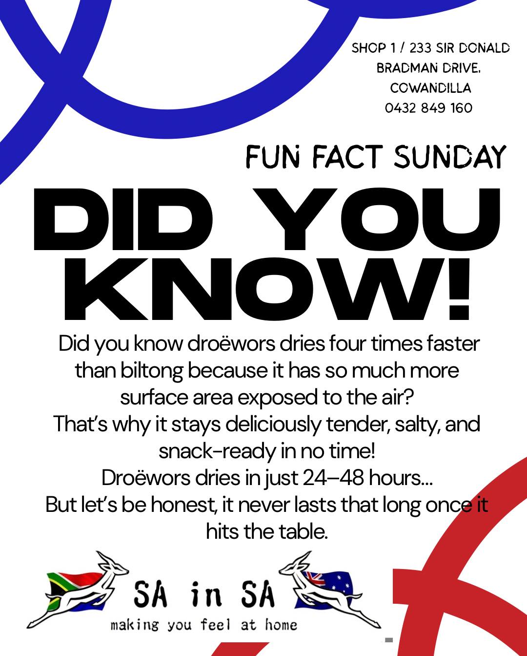 SA - Fun Fact Sunday - DID YOU KNOW! Did you know droëwors dries four ...