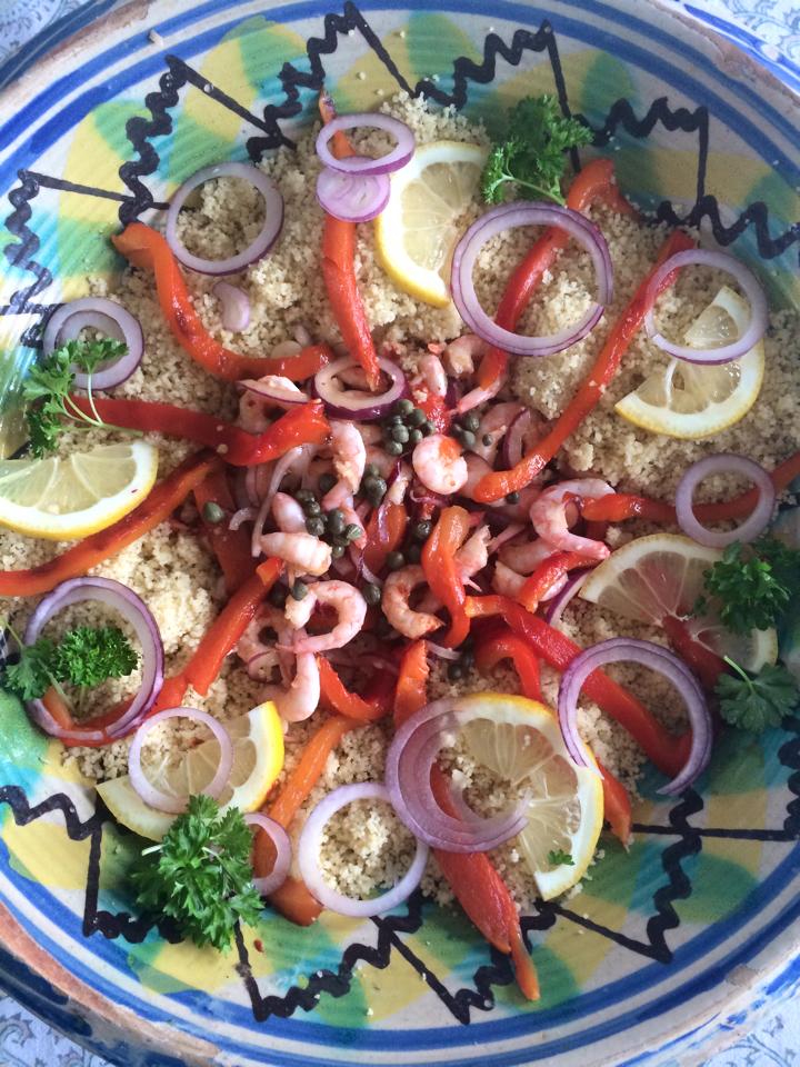 Sannas - Couscous med heta harissaräkor, ett recept från min första ...