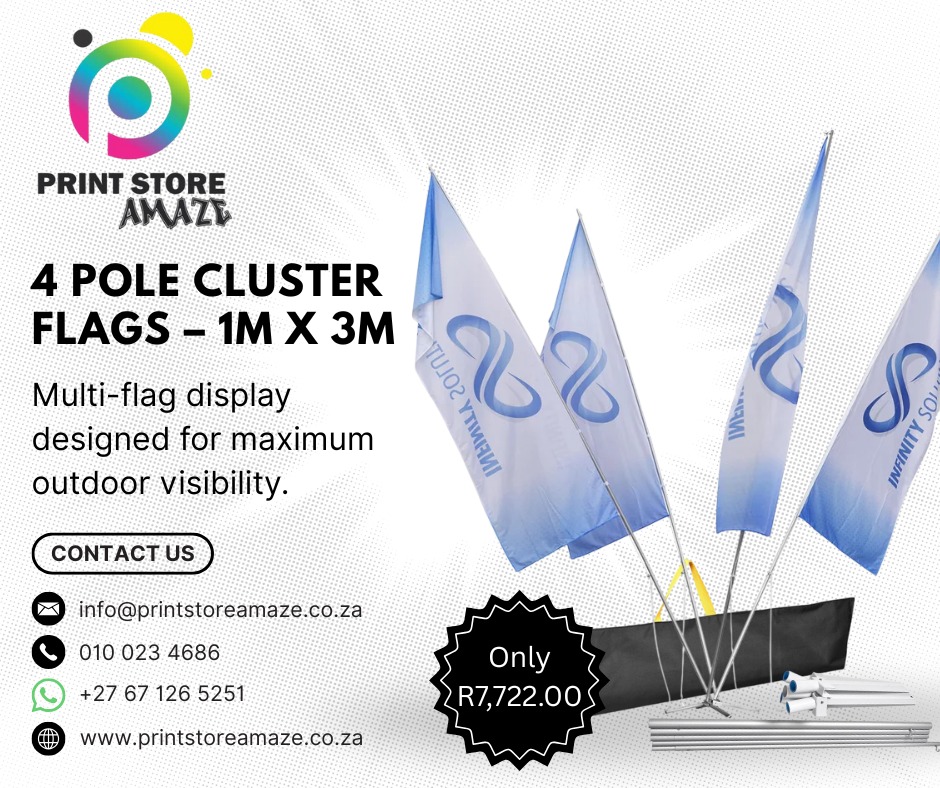 Print - Make a bold impact with 4 Pole Cluster Flags 1m x 3m – now R7 ...