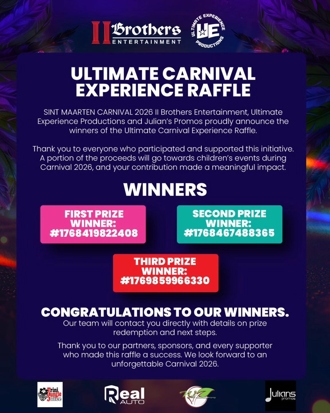 II - ULTIMATE CARNIVAL EXPERIENCE RAFFLE SINT MAARTEN CARNIVAL 2026 II ...