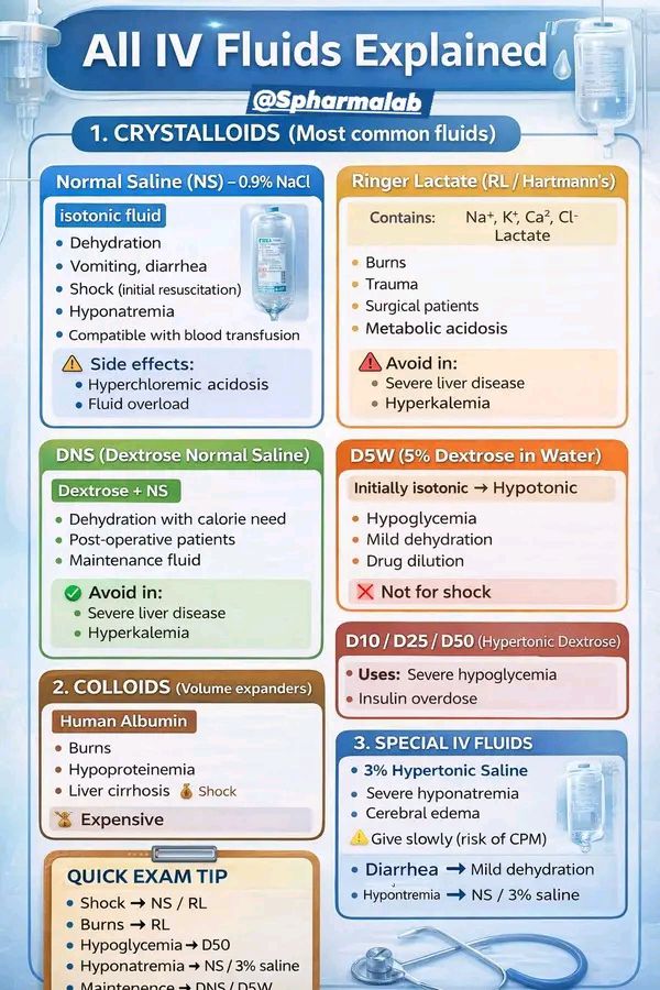 All IV Fluids Explained 💉 A quick... - Pharmacy Technicians | Facebook