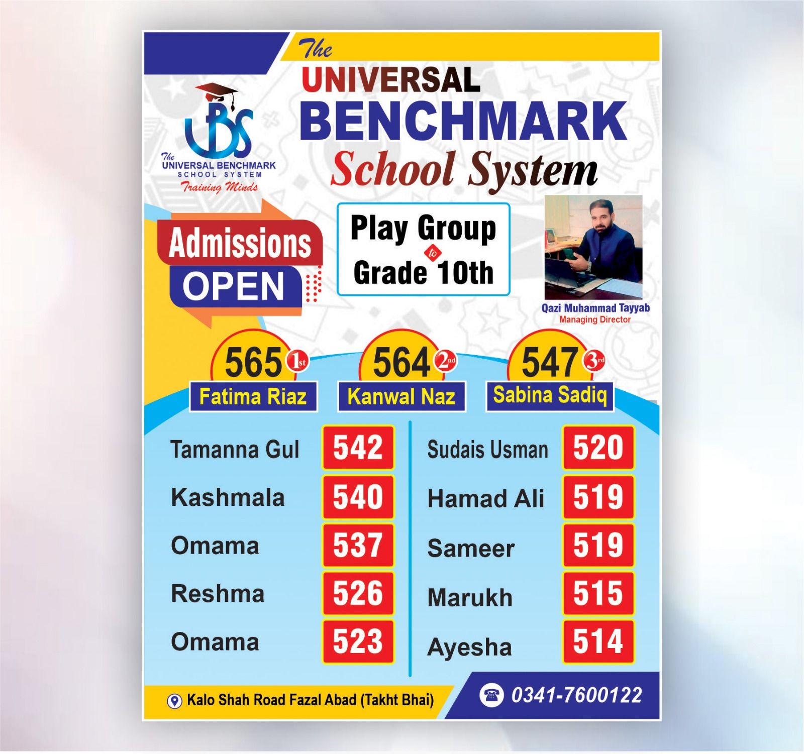 The Universal Benchmark School System | Takht Bai