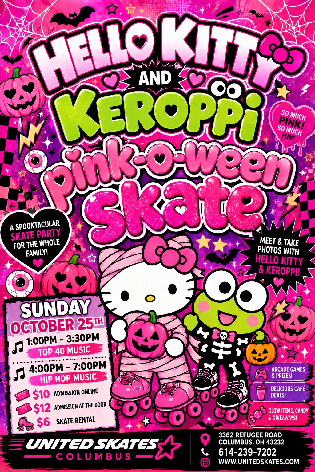 🎀👻 Hello Kitty & Keroppi Pink-O-Ween Skate! 🛼🎃