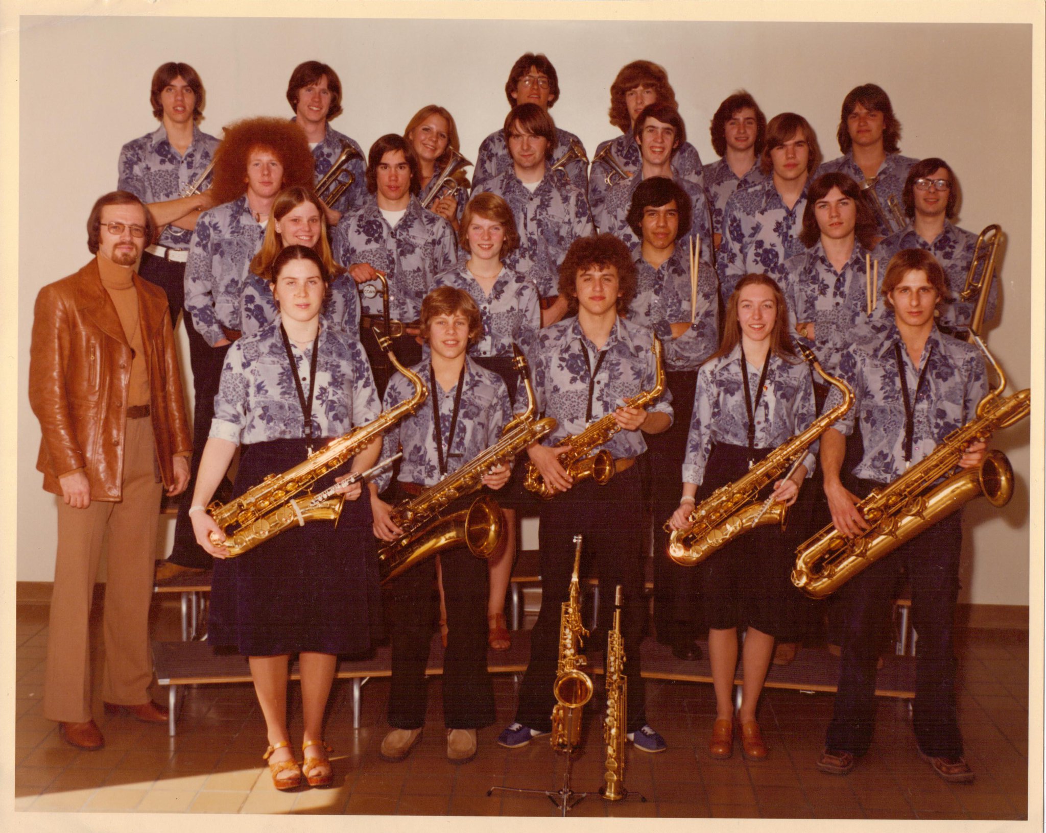 High school stage band photo from April 1976