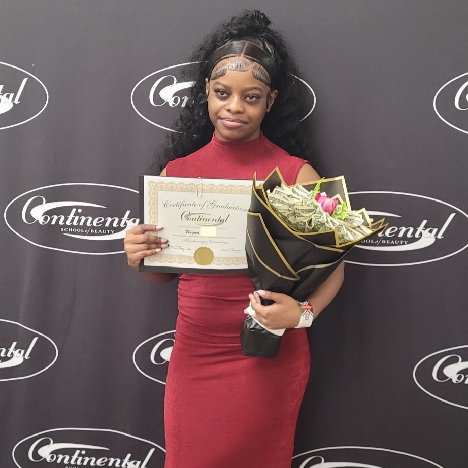 Huge congratulations to Ungwa, our newest Cosmetology graduate at our Syracuse campus! 💐💵 Ungwa, your hard work, dedication, and amazing talent have truly paid off. That bouquet of bills is so well
