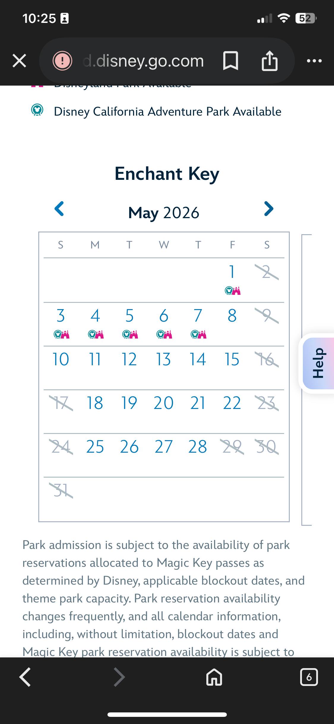 Magic key blockout calendar update | Anaheim, CA