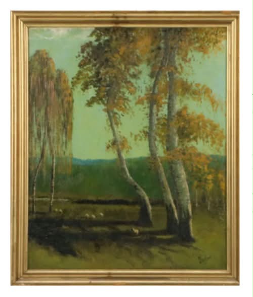 Artist: George Jensen (Ohio, 1878 – 1977) Pastoral landscape with