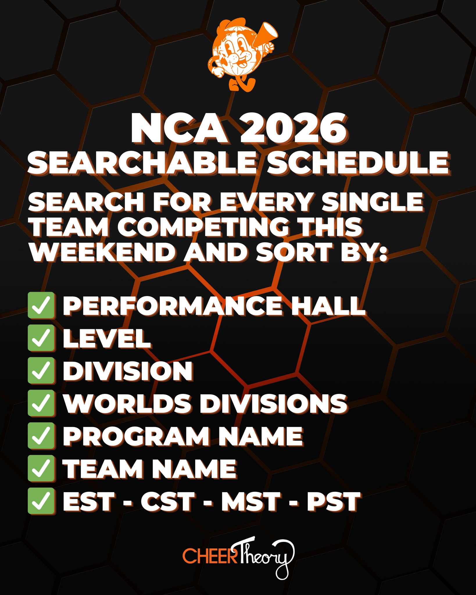 Cheer - 🔎CheerTheory’s NCA Nationals 2026 searchable schedule for ...