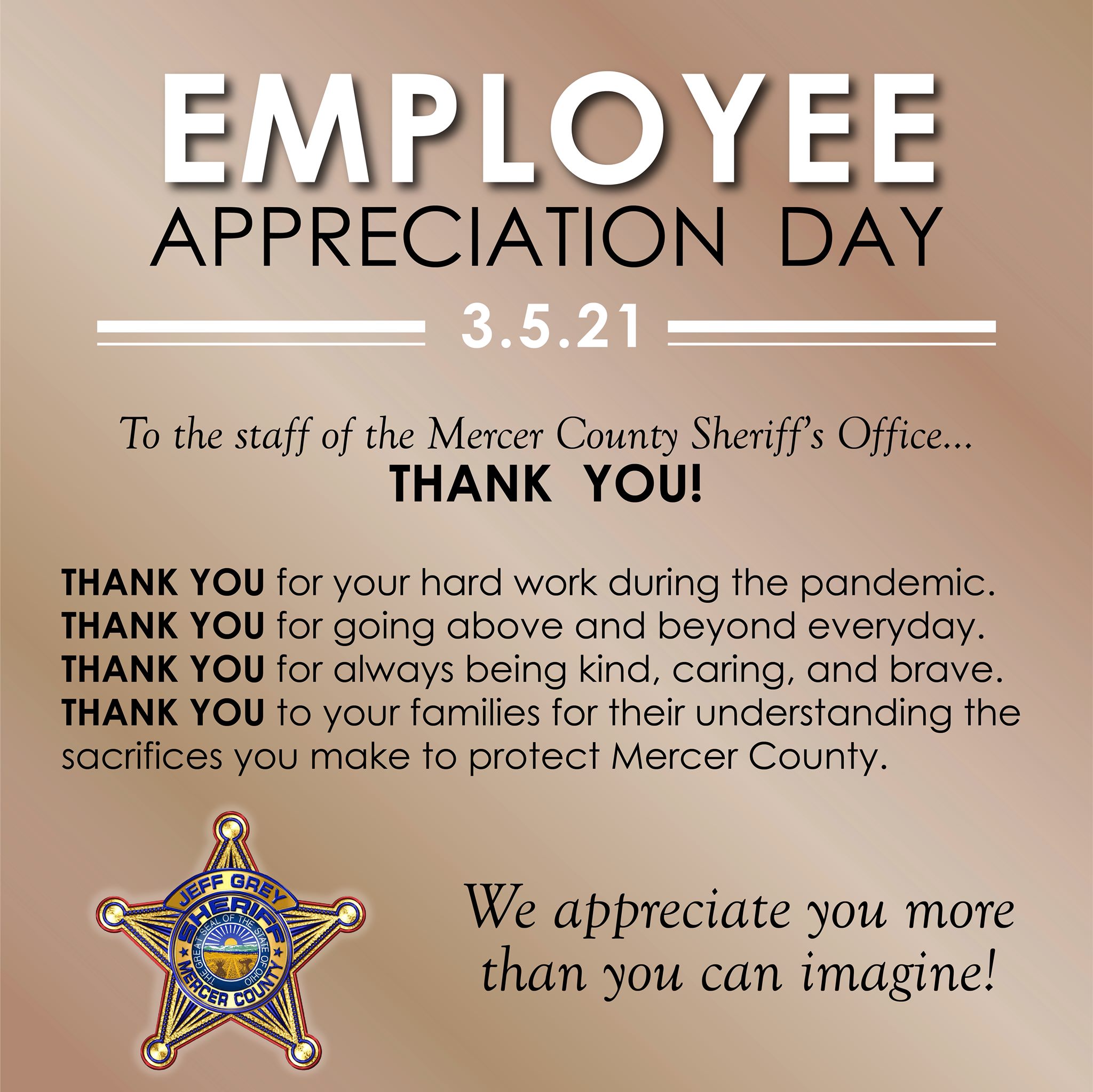 Mercer Sheriff - Happy Employee Appreciation to our staff... | Facebook
