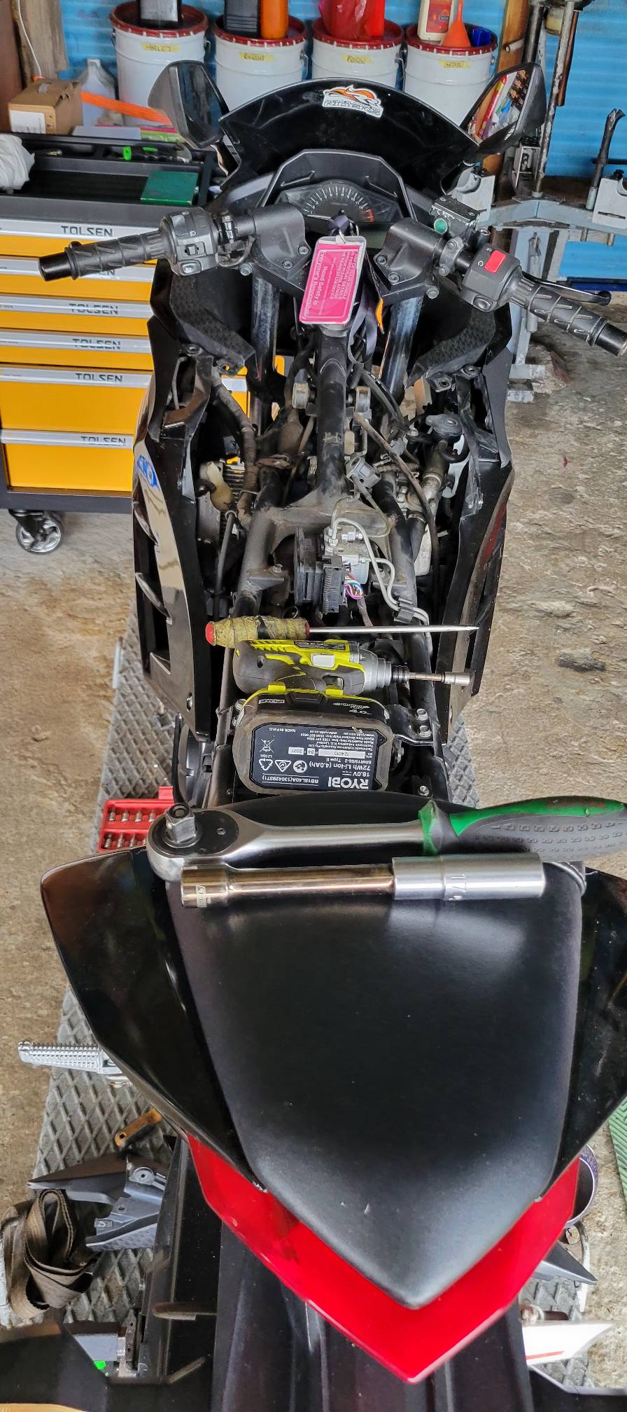 Kawasaki ninjas on our ramp for complete service, check up as well